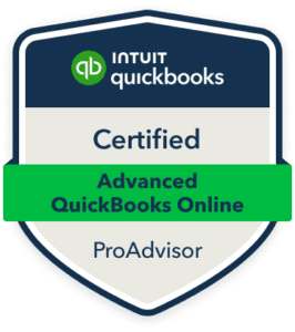 A badge that says certified advanced quickbooks online.